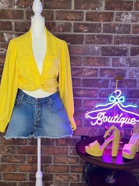 Yellow Wrap Blouse